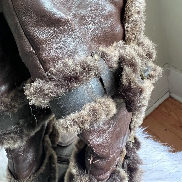 DPN Collection brown fur lined wedge boots shoes 10M - Picture 9 of 14